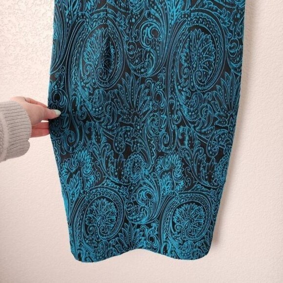 TRINA TURK Sheath Cocktail Dress Halter Neckline Lace brocade NEW teal black 2 - Picture 10 of 11